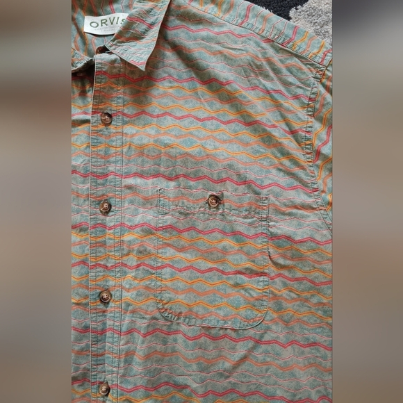ORVIS Men’s Button Front Sz XL 100% Cotton Aztec Print Outdoors Shirt Zig Zag - Picture 5 of 6